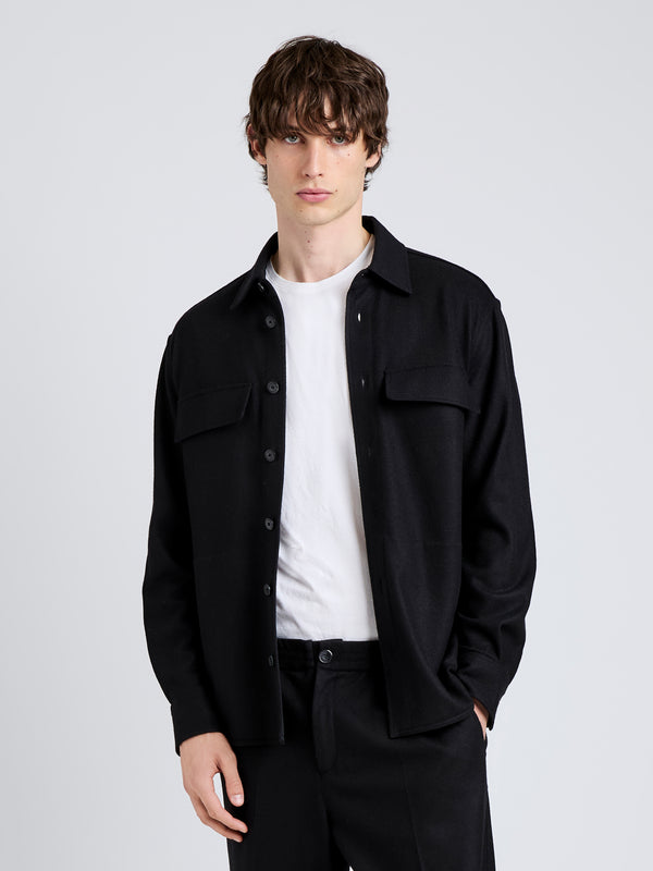 proenza schouler Proenza Schouler Mens Beni Shirt in Jersey Flannel - Black