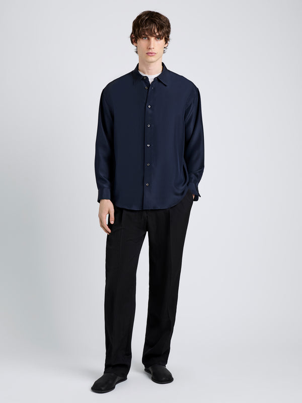 Proenza Schouler Proenza Schouler Mens Louis Shirt In Silk - Dark Navy