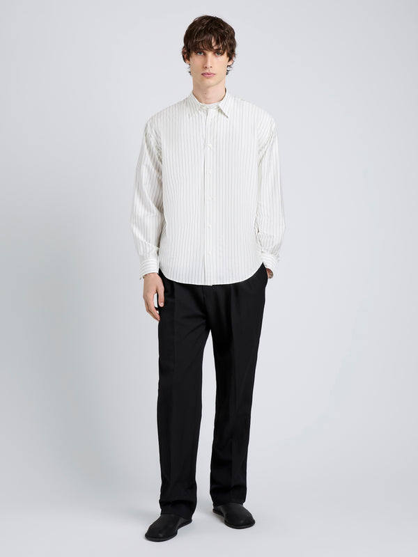 Proenza Schouler Proenza Schouler Mens Louis Shirt In Stripe Silk - White/ Black
