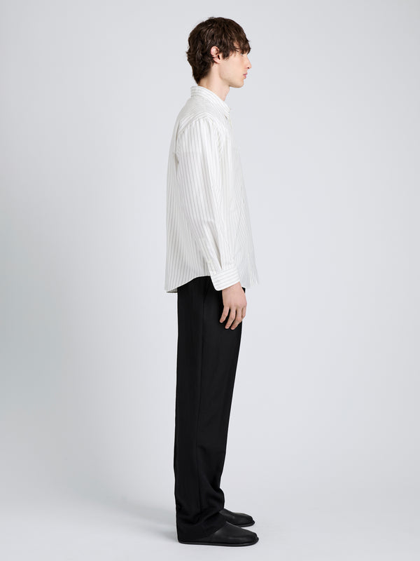 Proenza Schouler Proenza Schouler Mens Louis Shirt In Stripe Silk - White/ Black