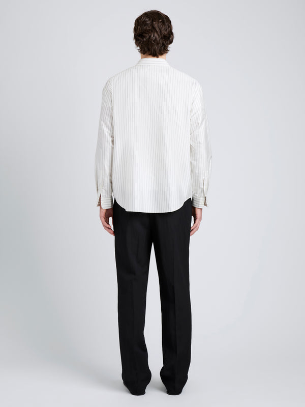 Proenza Schouler Proenza Schouler Mens Louis Shirt In Stripe Silk - White/ Black