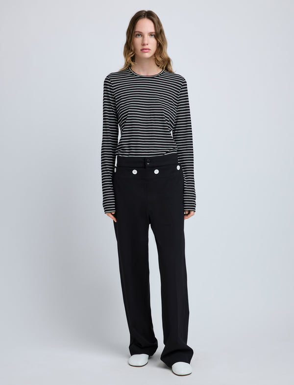 Proenza Schouler Proenza Schouler Mia T-Shirt In Cotton Stripe Jersey - Black Multi