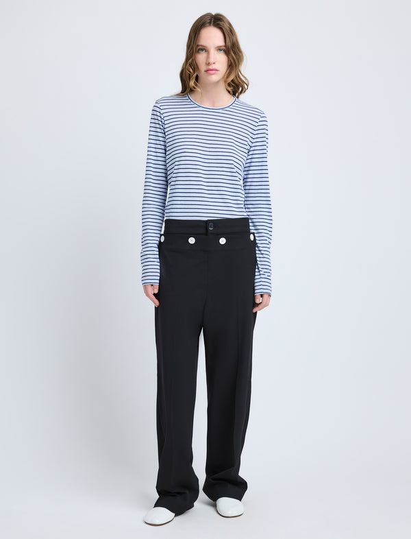 Proenza Schouler Proenza Schouler Mia T-Shirt In Cotton Stripe Jersey - Chambray Multi