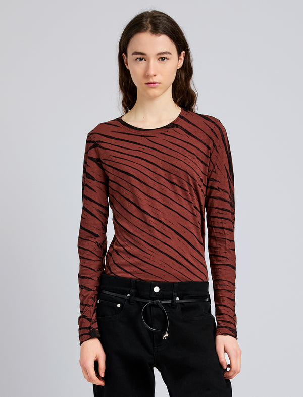 proenza schouler Proenza Schouler Mia T-Shirt in Tie Dye Tissue Jersey - Bark Multi