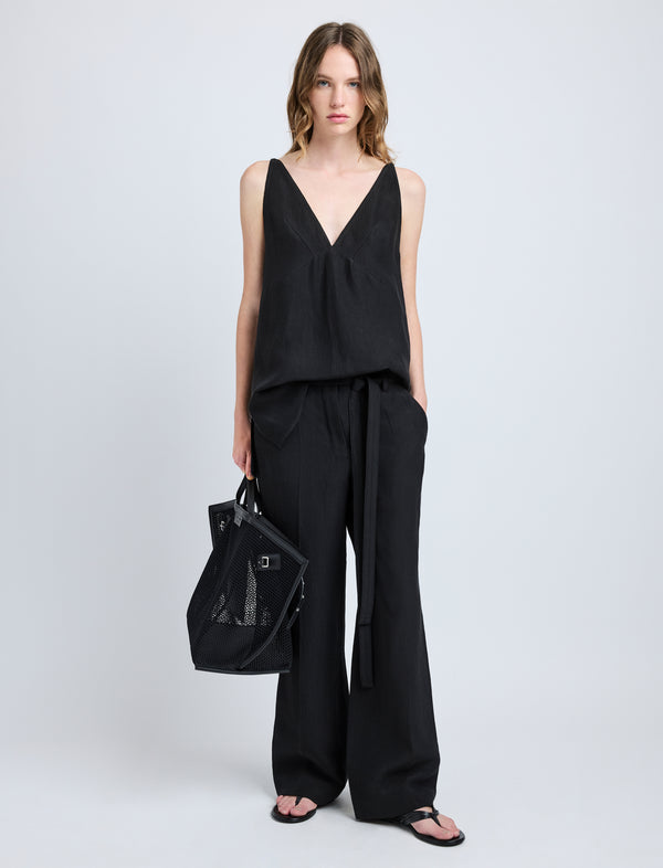 Proenza Schouler Proenza Schouler Mitchell Top In Cotton Viscose Linen - Black