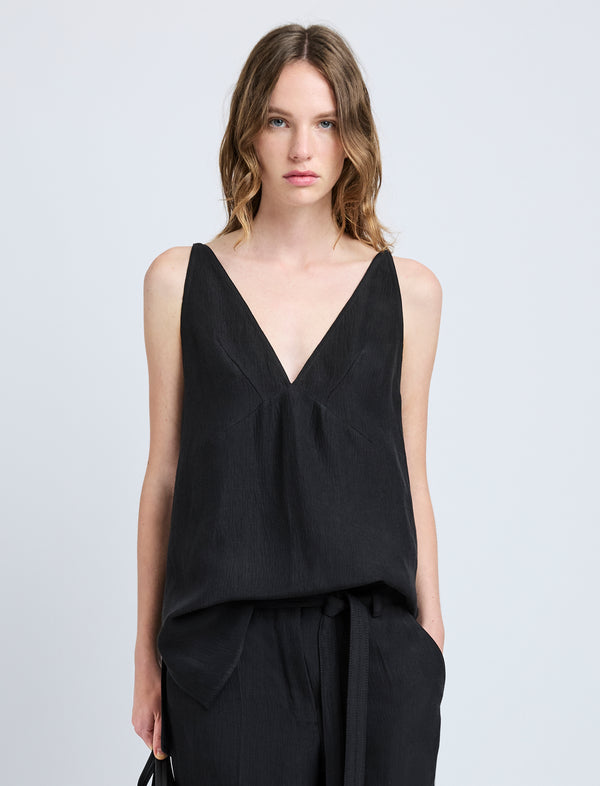 proenza schouler Proenza Schouler Mitchell Top in Cotton Viscose Linen - Black