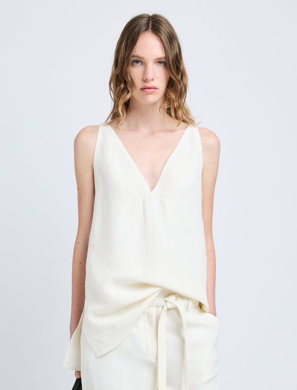 proenza schouler Proenza Schouler Mitchell Top in Cotton Viscose Linen - Ecru