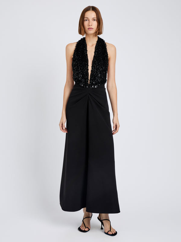 proenza schouler Proenza Schouler Moira Dress in Embroidered Compact Crepe - Black