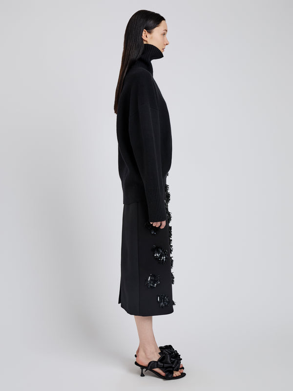Proenza Schouler Proenza Schouler Moira Skirt In Embroidered Compact Crepe - Black