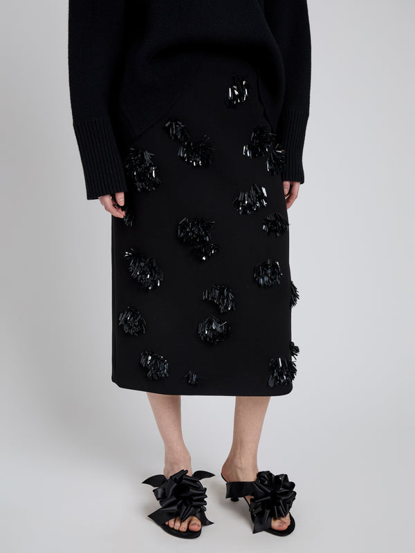 Proenza Schouler Proenza Schouler Moira Skirt In Embroidered Compact Crepe - Black