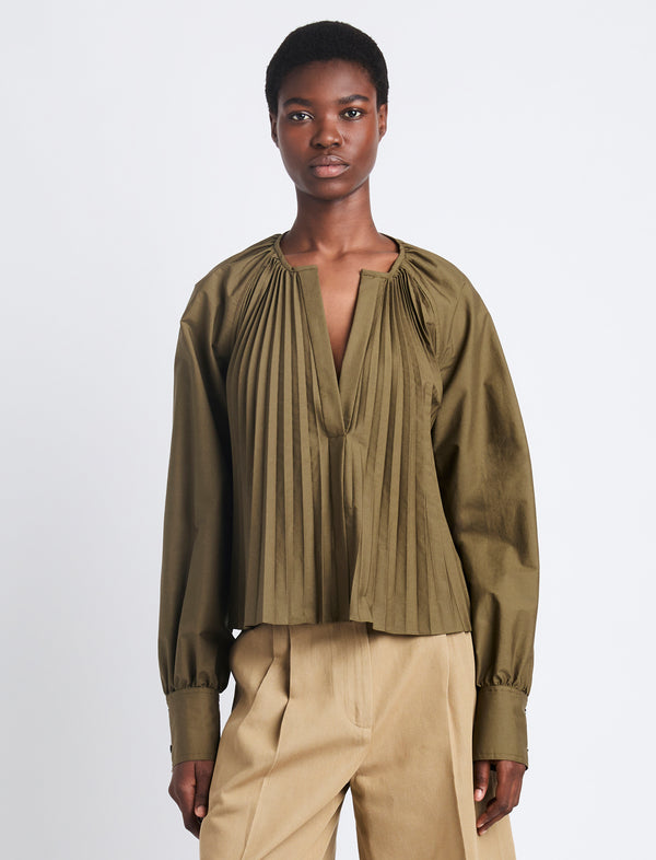 proenza schouler Proenza Schouler Monica Top in Compact Poplin - Wood
