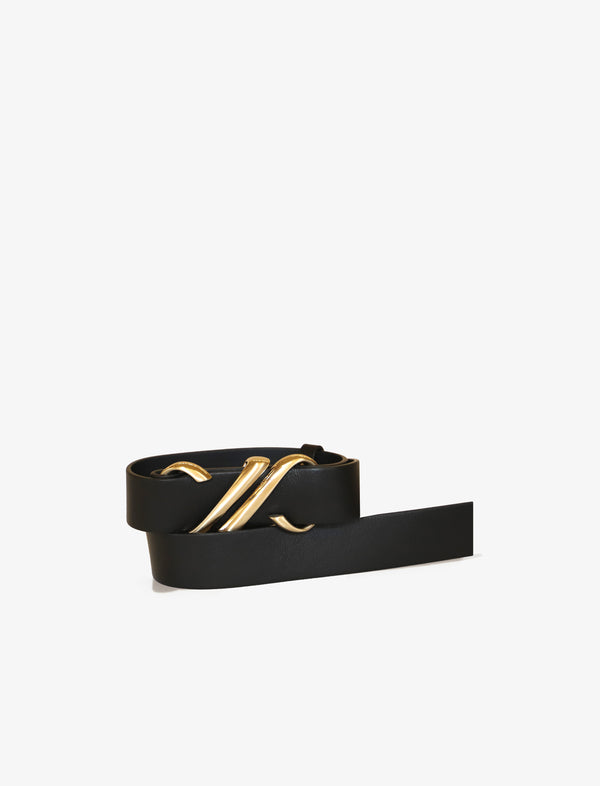 Proenza Schouler Proenza Schouler Monogram Belt In Shiny Calf - Black