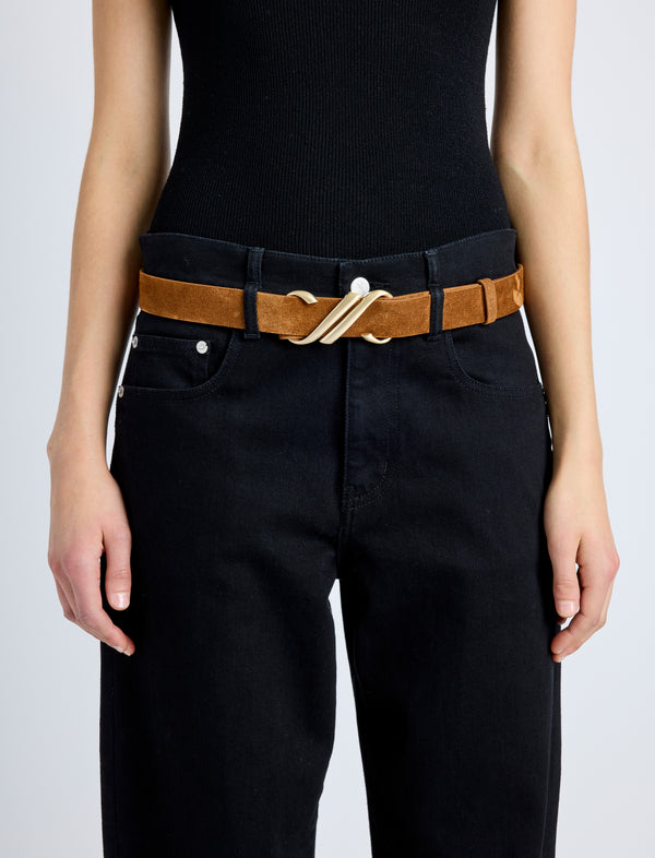 Proenza Schouler Proenza Schouler Monogram Belt In Suede - Saddle
