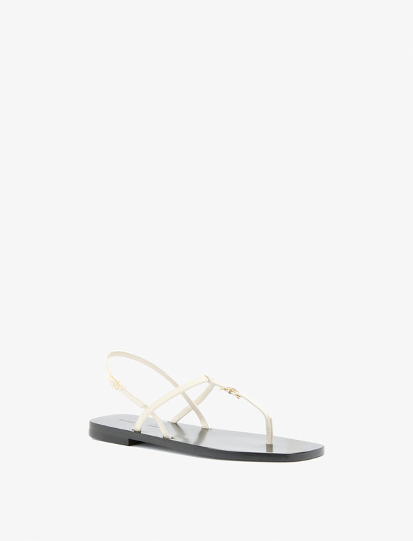 proenza schouler Proenza Schouler Monogram T-Strap Sandals - Ecru