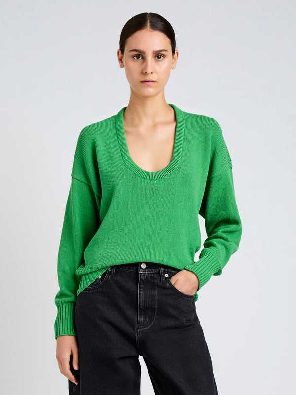 proenza schouler Proenza Schouler Niccola Top in Cotton Tape Knit - Green