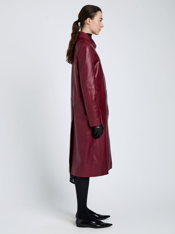 Proenza Schouler Proenza Schouler Nissi Coat In Semigloss Leather - Burgundy