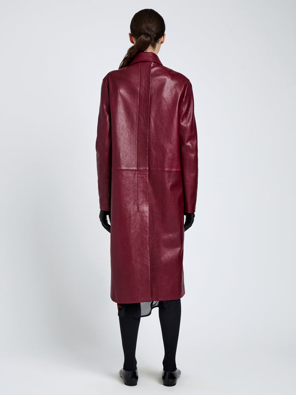 Proenza Schouler Proenza Schouler Nissi Coat In Semigloss Leather - Burgundy