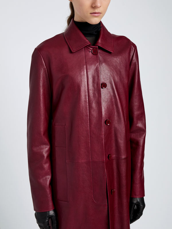 Proenza Schouler Proenza Schouler Nissi Coat In Semigloss Leather - Burgundy