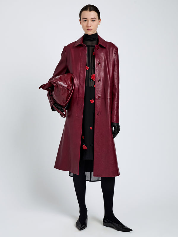 proenza schouler Proenza Schouler Nissi Coat in Semigloss Leather - Burgundy