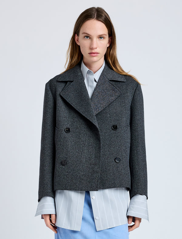 proenza schouler Proenza Schouler Nola Jacket in Textured Suiting - Charcoal Melange