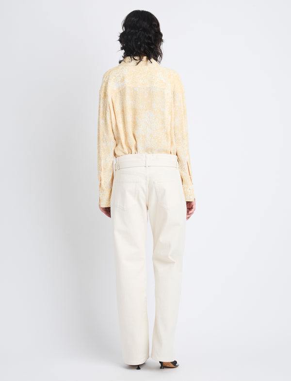 Proenza Schouler Proenza Schouler Norman Top In Printed Viscose Crepe - Yellow Multi