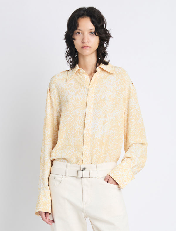 proenza schouler Proenza Schouler Norman Top in Printed Viscose Crepe - Yellow Multi