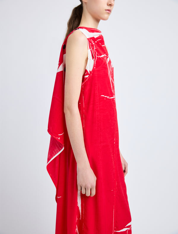 Proenza Schouler Proenza Schouler Ondine Dress In Garment Printed Silk Viscose - Crimson