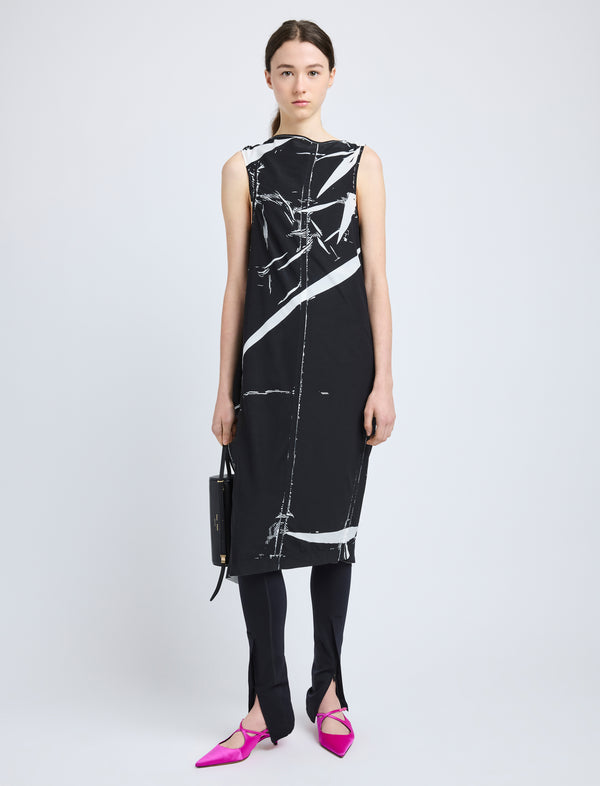 proenza schouler Proenza Schouler Ondine Dress in Garment Printed Silk Viscose - Black