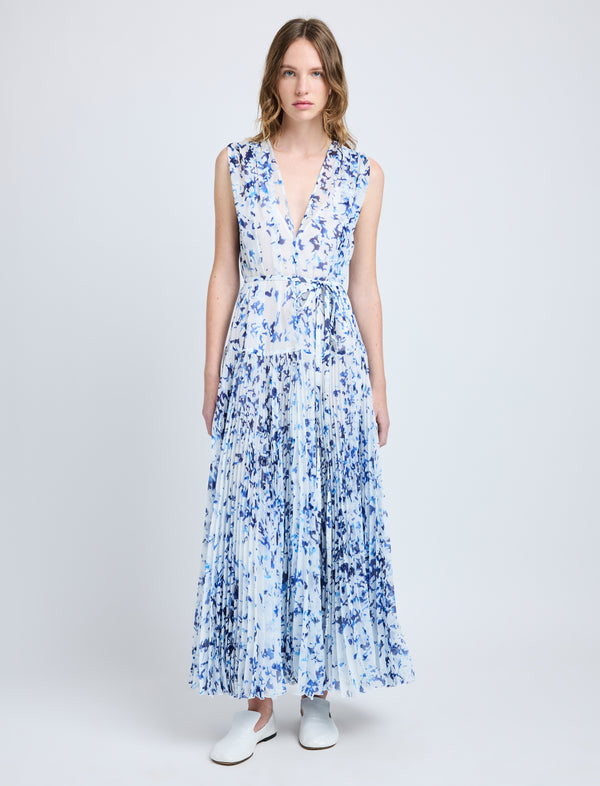 proenza schouler Proenza Schouler Pat Dress in Printed Crinkle Chiffon - Off White Multi