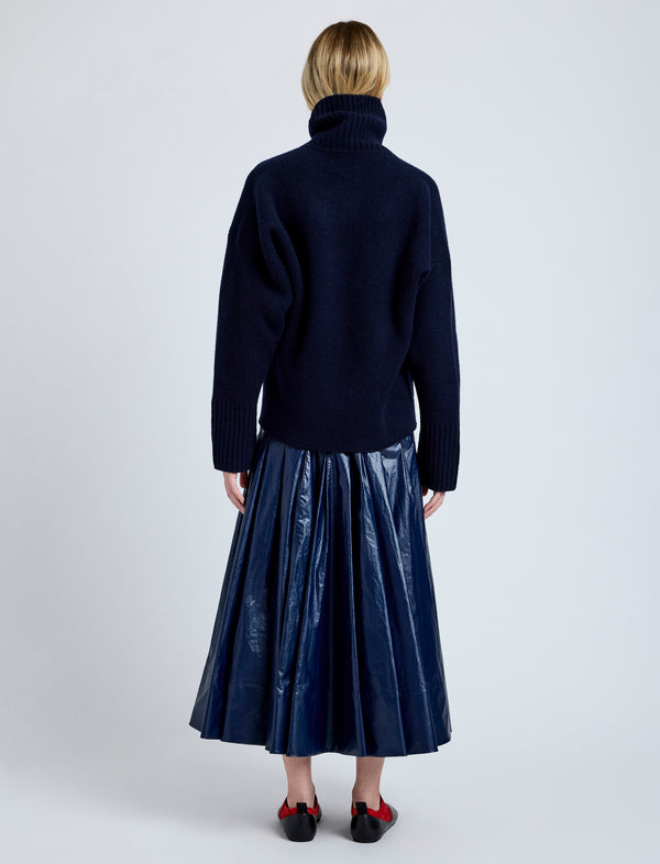 Proenza Schouler Proenza Schouler Petra Skirt In Lacquered Cotton - Navy