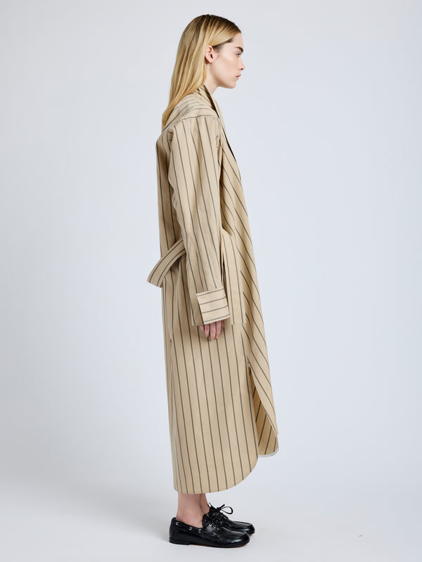 Proenza Schouler Proenza Schouler Phillipa Dress In Stripe Cotton Silk Poplin - Taupe Multi