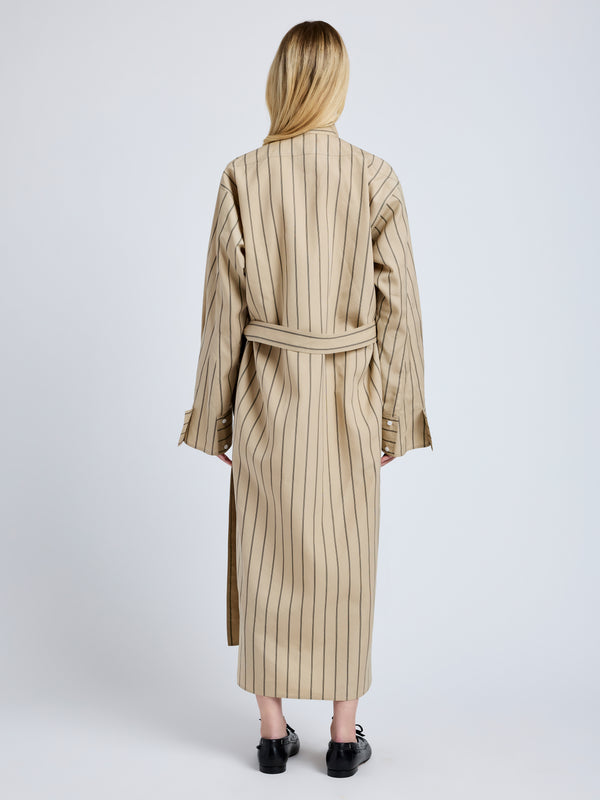 Proenza Schouler Proenza Schouler Phillipa Dress In Stripe Cotton Silk Poplin - Taupe Multi