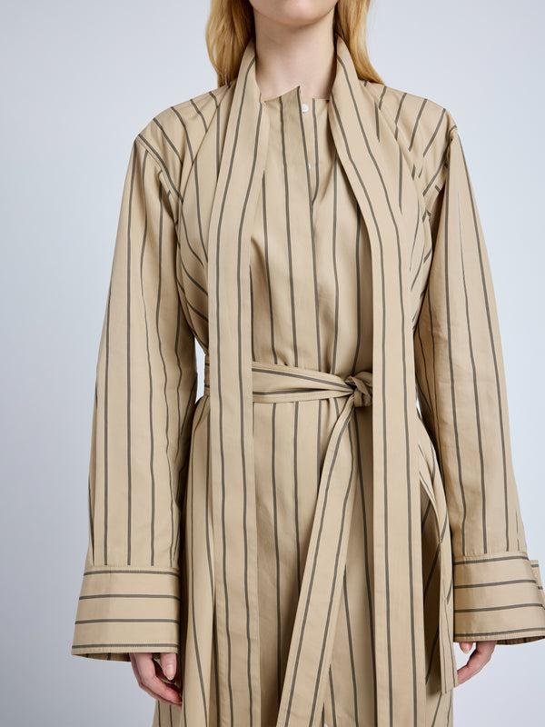 Proenza Schouler Proenza Schouler Phillipa Dress In Stripe Cotton Silk Poplin - Taupe Multi