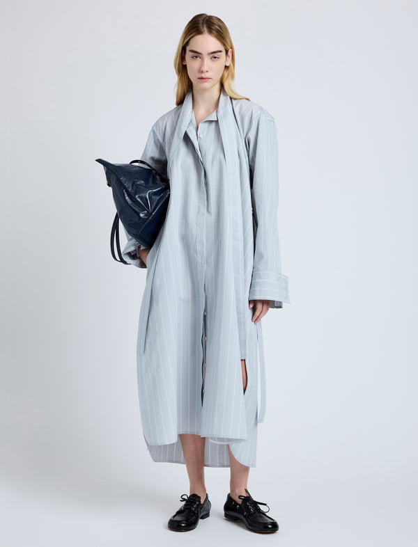 proenza schouler Proenza Schouler Phillipa Dress in Stripe Cotton Silk Poplin - Grey Multi