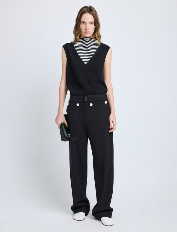 Proenza Schouler Proenza Schouler Prescott Top In Matte Viscose Crepe - Black Multi
