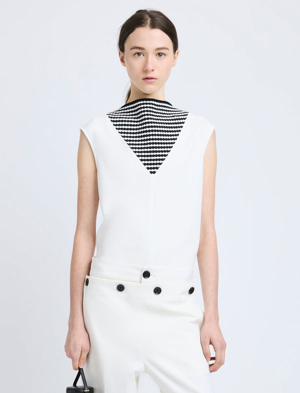 proenza schouler Proenza Schouler Prescott Top in Matte Viscose Crepe - White Multi