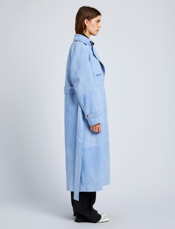 Proenza Schouler Proenza Schouler Ramona Coat In Suede - Light Blue