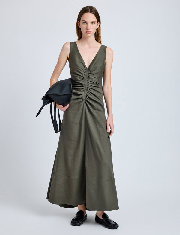 proenza schouler Proenza Schouler Remi Dress in Eco Stretch Linen Viscose - Fatigue