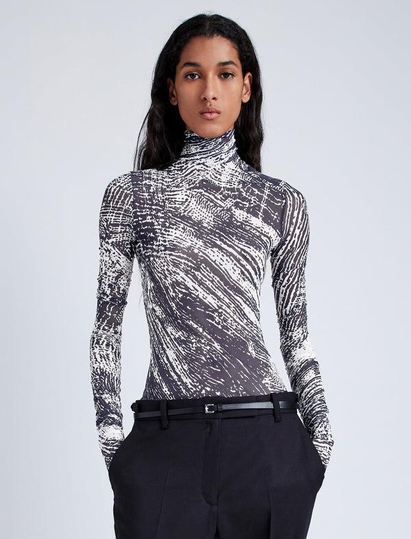 proenza schouler Proenza Schouler Rio Top in Printed Tulle Jersey - Concrete