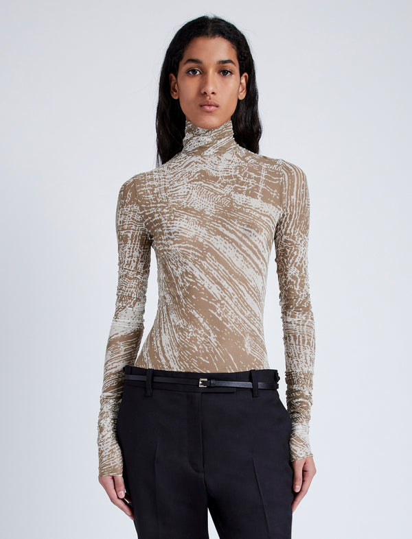 proenza schouler Proenza Schouler Rio Top in Printed Tulle Jersey - Wood