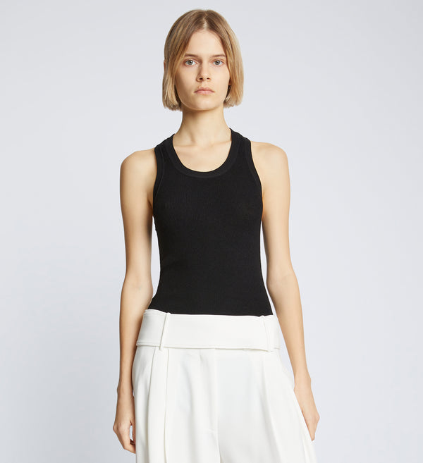 proenza schouler Proenza Schouler Roberts Knit Tank in Matte Viscose Rib - Black
