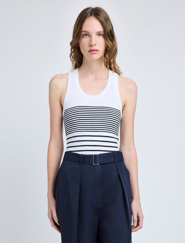 proenza schouler Proenza Schouler Roberts Top in Matte Viscose Rib - White Multi