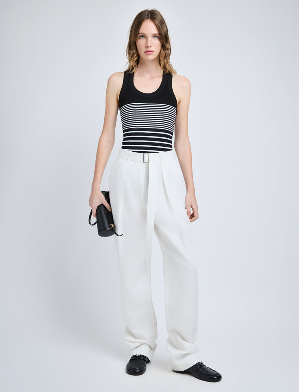 Proenza Schouler Proenza Schouler Roberts Top In Matte Viscose Rib - Black Multi