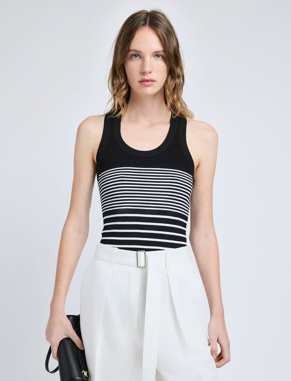 proenza schouler Proenza Schouler Roberts Top in Matte Viscose Rib - Black Multi