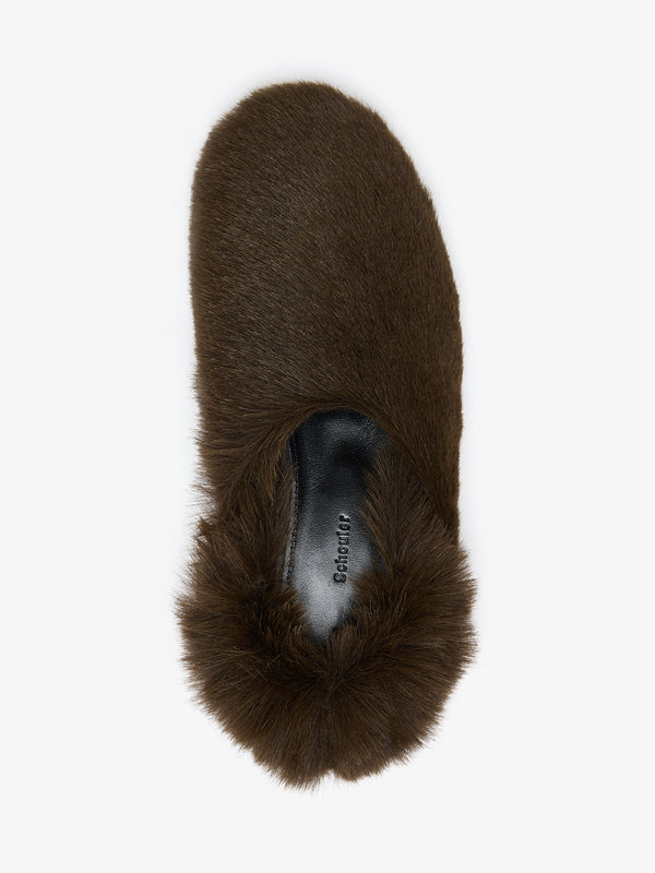 Proenza Schouler Proenza Schouler Ruched Tee Slippers In Shearling - Chocolate