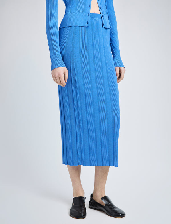 Proenza Schouler Proenza Schouler Ryanne Skirt In Column Rib - Blue