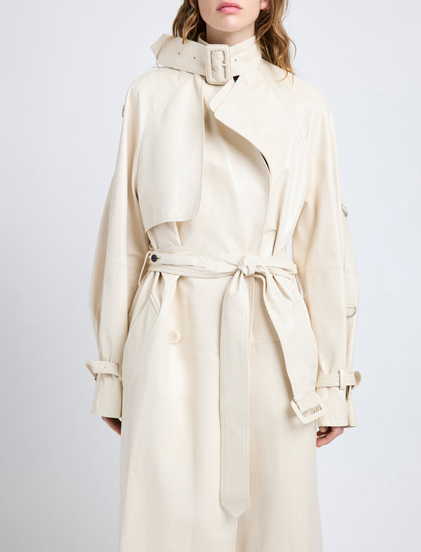 Proenza Schouler Proenza Schouler Sabina Coat In Lacquered Leather - Ecru