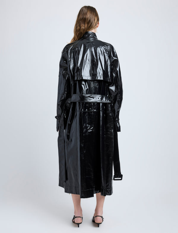 Proenza Schouler Proenza Schouler Sabina Coat In Lacquered Leather - Black