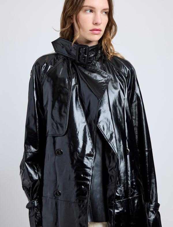 Proenza Schouler Proenza Schouler Sabina Coat In Lacquered Leather - Black