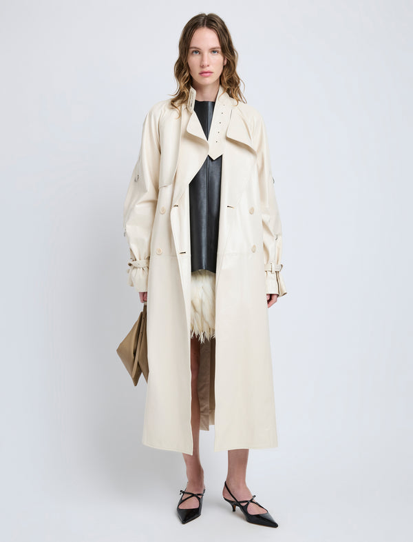 proenza schouler Proenza Schouler Sabina Coat in Lacquered Leather - Ecru